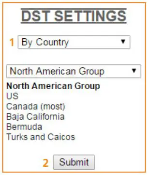 sapling Horizontal Time Zone Clocks - On a Wi-Fi clock, press the General Settings button, followed by the Daylight Saving Time button.