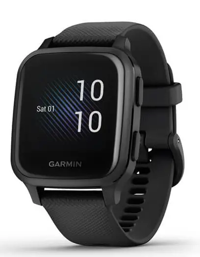 GARMIN 010-02426 10 VENU SQ Music Edition Slate Aluminum Bezel with Black Case and Silicone Band -