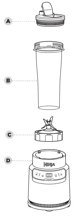 NINJA BN500UK Black and Silver Blender Instructions - MAIN UNIT