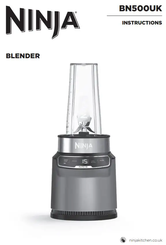 NINJA BN500UK Black and Silver Blender Instructions