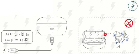 JBL Endurance Race Waterproof True Wireless Active Sport Earbuds - CHARGING