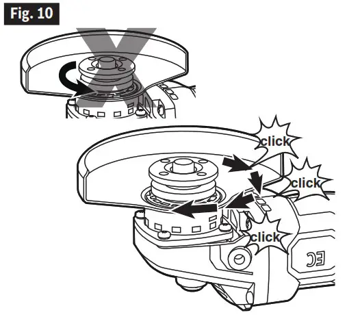 FLEX FX3171A 5 Inch Variable Speed Angle Grinder - ADJUSTING THE GUARD