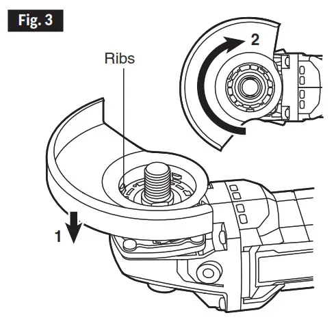 FLEX FX3171A 5 Inch Variable Speed Angle Grinder - WHEEL GUARD INSTALLATION