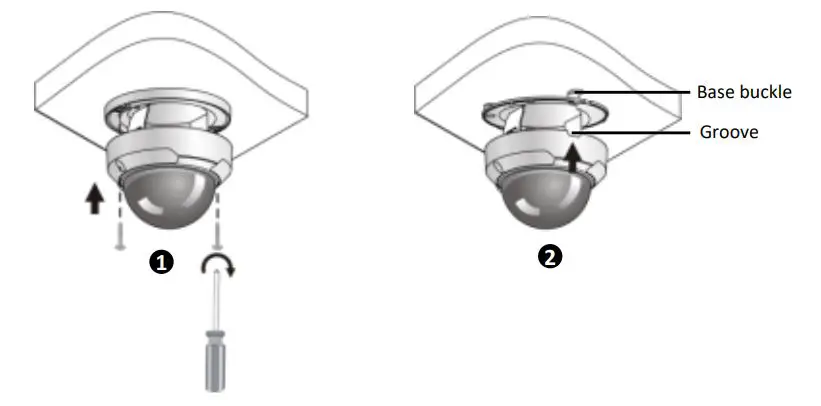 advidia M-46-FW Network Fixed Dome Cameras - Align the grooves (non-tail cable grooves)