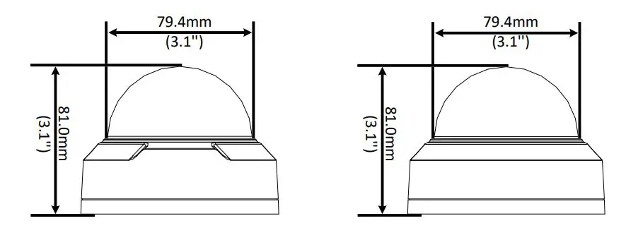 advidia M-46-FW Network Fixed Dome Cameras - Dimensions