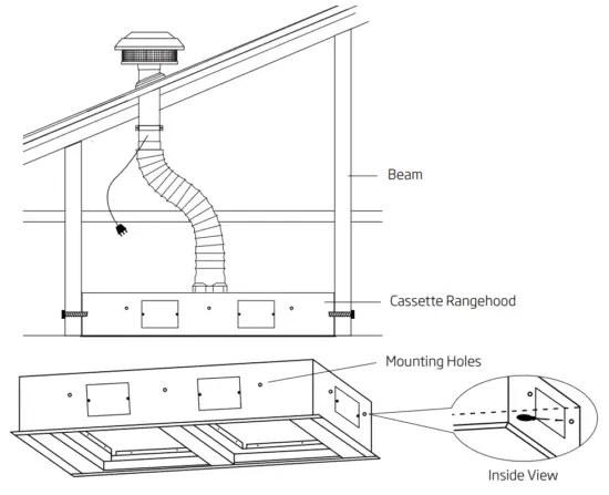 schweigen SCC1000 S 1000mm Silent Cassette Rangehood - ceiling mounts
