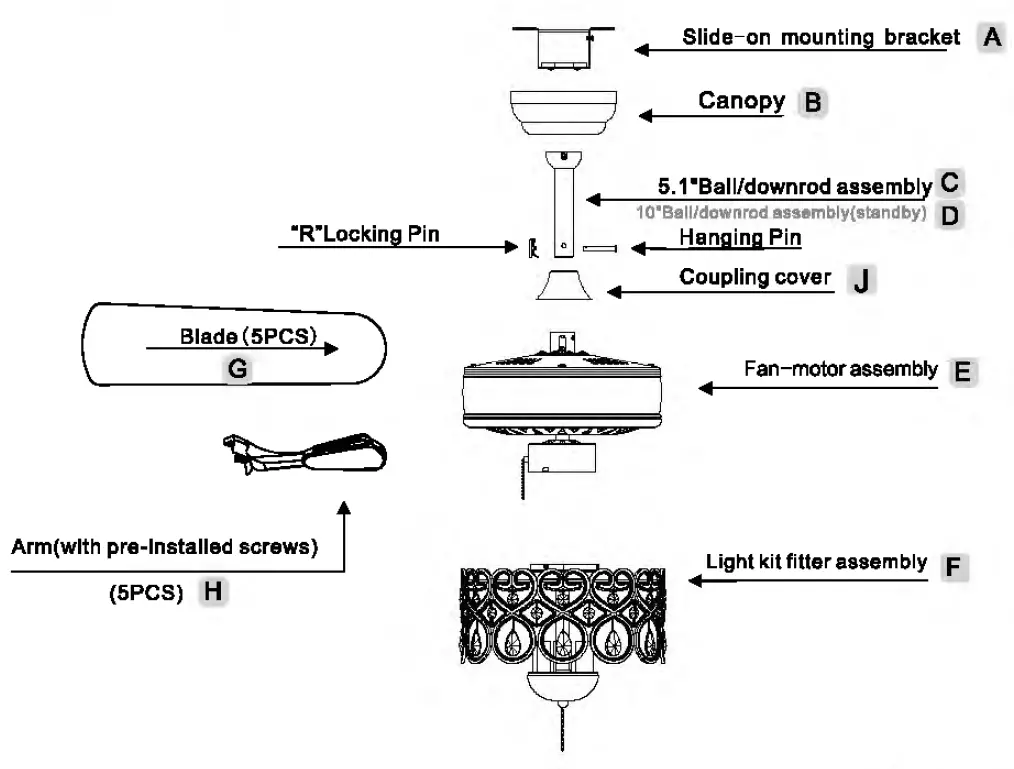 COSTWAY EP24570US 52 Inch Ceiling-Fan-Lamp-fig-3