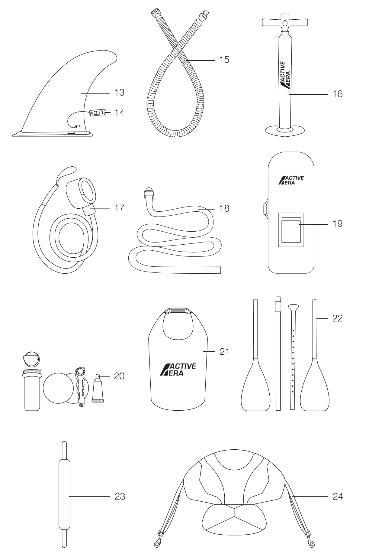 ACTIVE ERA WS-01BU-UK Inflatable Stand-Up Paddle Board with Kayak Conversion - PARTS 2