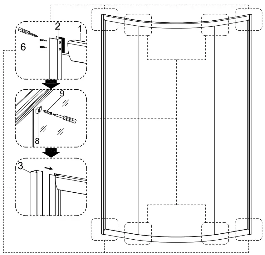 Quadrant Shower Enclosure - assembly 1