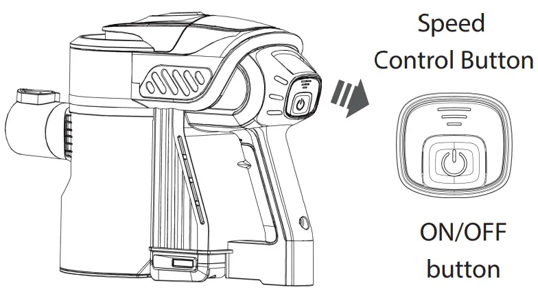 womow Cordless Vacuum Cleaner - Speed Control Button