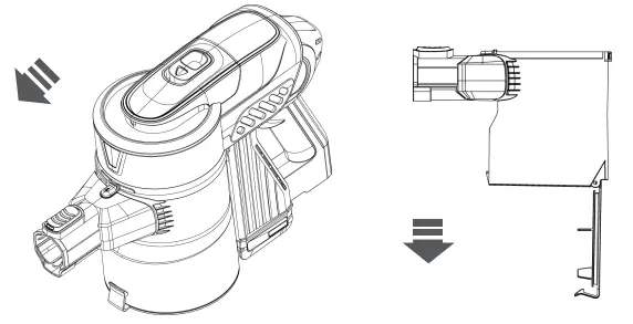 womow Cordless Vacuum Cleaner - release button