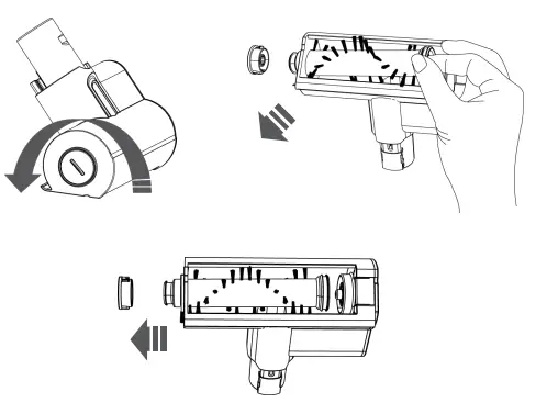 womow Cordless Vacuum Cleaner - wrapped hairs