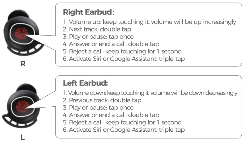 MPOW M30 Wireless Earbuds - Control