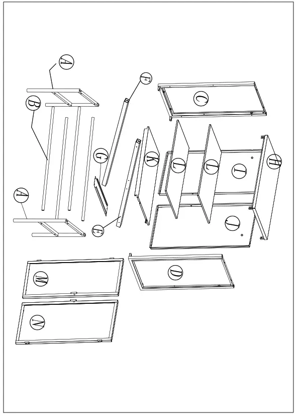 UNBRANDED ZQ-W68743734 Retro Black Fluted Glass High Cabinet Storage Side Board - 1