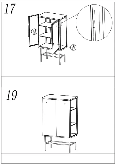 UNBRANDED ZQ-W68743734 Retro Black Fluted Glass High Cabinet Storage Side Board - 11