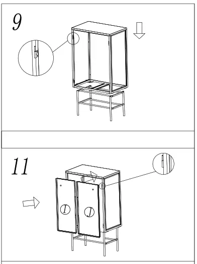 UNBRANDED ZQ-W68743734 Retro Black Fluted Glass High Cabinet Storage Side Board - 7