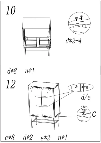 UNBRANDED ZQ-W68743734 Retro Black Fluted Glass High Cabinet Storage Side Board - 8
