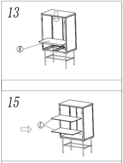 UNBRANDED ZQ-W68743734 Retro Black Fluted Glass High Cabinet Storage Side Board - 9
