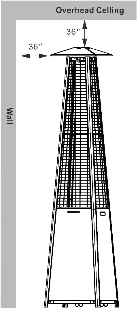electriQ EQODHFLGR Pyramid Flame Tower Outdoor Gas Patio Heater - ventilated areas