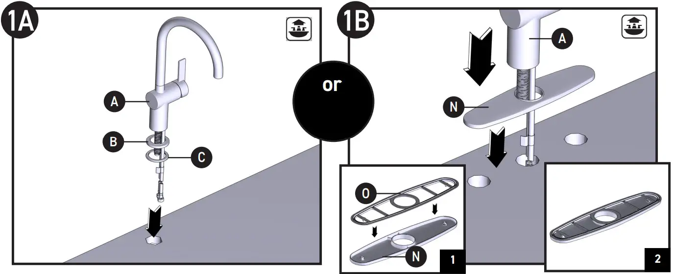 MOEN 5622BL Kitchen Sink Faucets Single Lever Pull Out Spout Hot and Cold Water Mixers - Figure 1