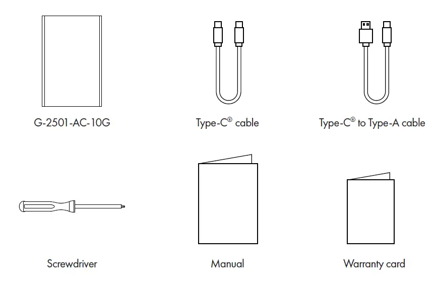 GRAUGEAR G-2501-AC-10G USB Type-C Enclosure for 2.5 Inch HDD-SSD 1