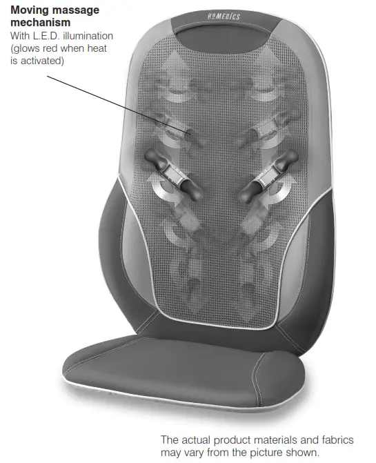 Homedics MCS-510H Total Back + Shoulder Shiatsu Cushion with Heat Instruction - Moving massage mechanism