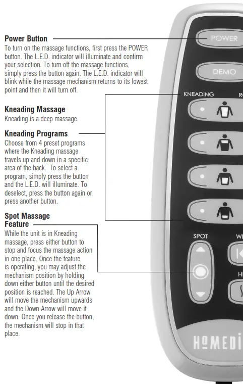Homedics MCS-510H Total Back + Shoulder Shiatsu Cushion with Heat Instruction - Total Back