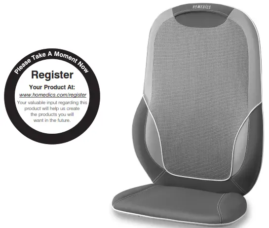 Homedics MCS-510H Total Back + Shoulder Shiatsu Cushion with Heat Instruction - register