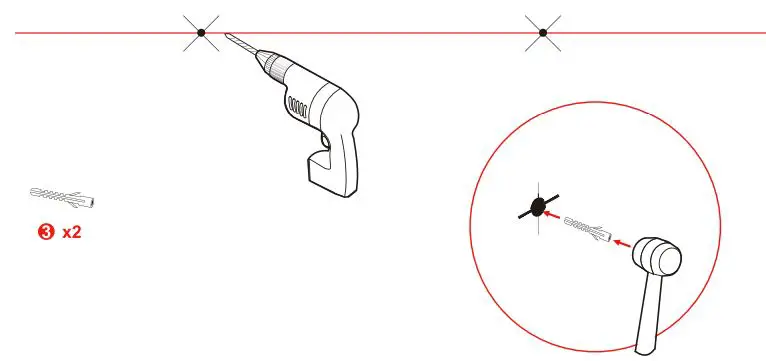 GETPRO M2424B 24 Inch Round LED Vanity Mirror Wall Hanging Mirror Installation Guide - Drill and Insert the wall anchor