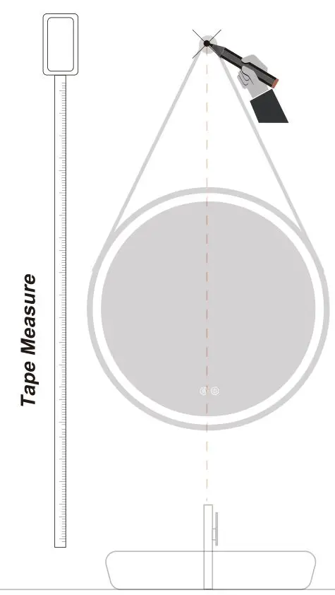 GETPRO M2424B 24 Inch Round LED Vanity Mirror Wall Hanging Mirror Installation Guide - Tape Measure