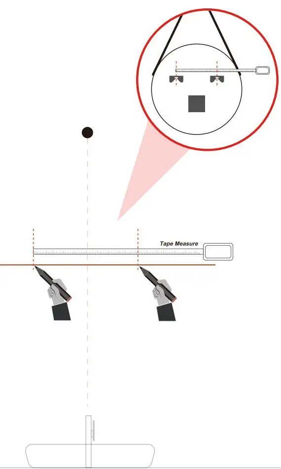 GETPRO M2424B 24 Inch Round LED Vanity Mirror Wall Hanging Mirror Installation Guide - Use the tape measure the height