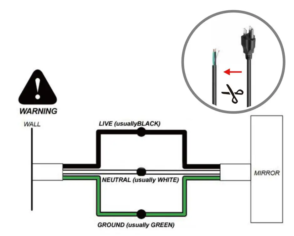 GETPRO M2424B 24 Inch Round LED Vanity Mirror Wall Hanging Mirror Installation Guide - We provide plug with mirrors