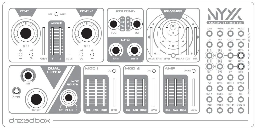 dreadbox Nyx V2 Analog Synthesizer 19