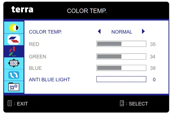terra B07S1K1XHR 2463W PV 23.8 Inch LED TV- COLOR TEMP