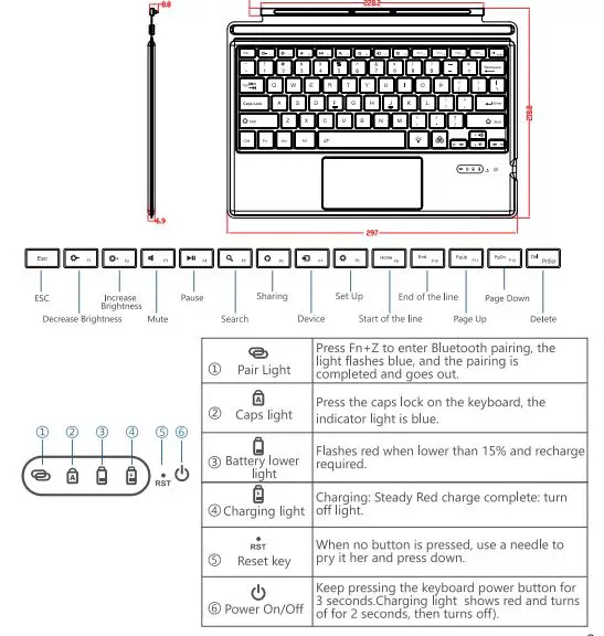 TOMSENN T-1089D Portable Wireless Bluetooth Keyboard 2