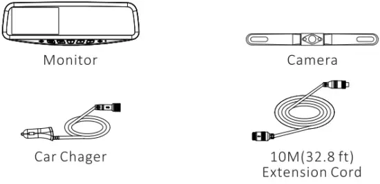 VECLESUS VT1 HD Car Mirror Rear View Camera System - Package