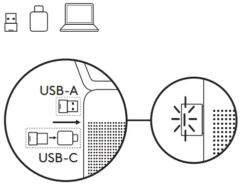 PAIR TO COMPUTER VIA USB RECEIVER