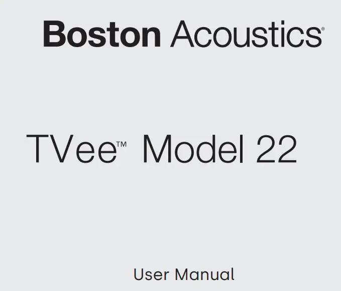 Boston acoustics TVEE 22 Soundbar User Manual