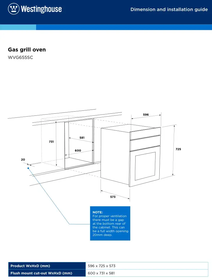 Westinghouse Gas Grill Oven Installation Guide