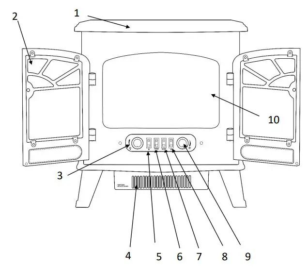 Russell Hobbs RHEFSTV2003B 1.85KW Black Electric Stove Fire User Guide - PRODUCT OVERVIEW