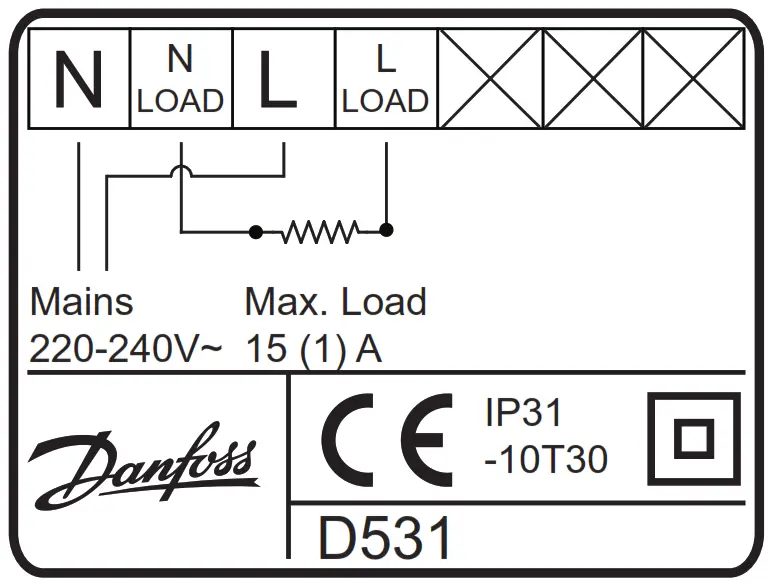 Danfoss ECtemp 531 Electric Thermostat - diagram