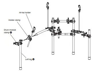 YAMAHA DTX6K - Assemble the holder clamp
