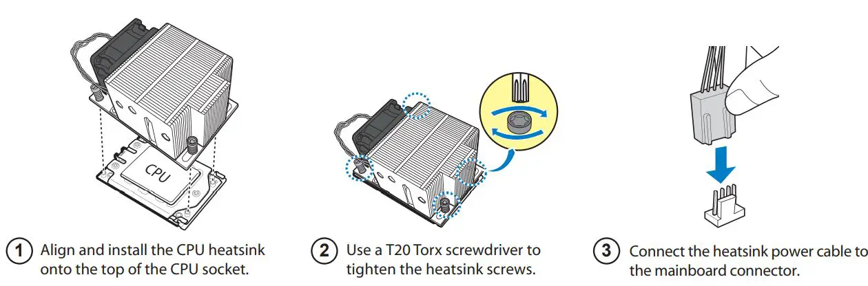 TYAN FT65T-B8030 AMD EPYC GPU Pedestal Server Installation Guide - Install the CPU Heatsink