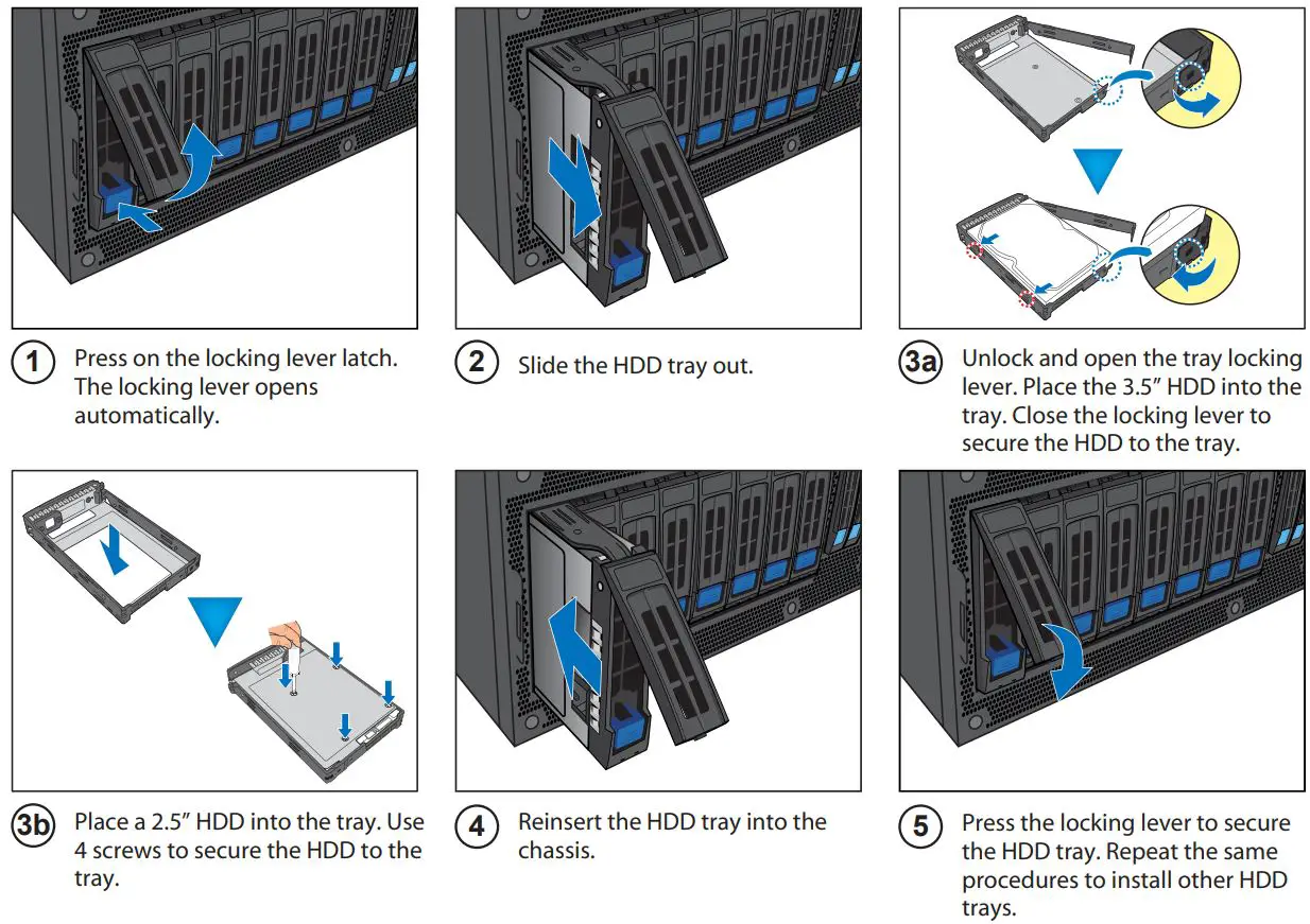 TYAN FT65T-B8030 AMD EPYC GPU Pedestal Server Installation Guide - Install the Front Hard Disk Drives