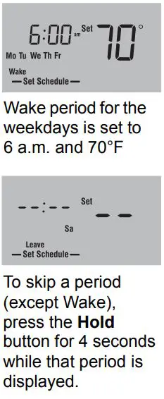 Honeywell RTH2410 Programmable Thermostat User Manual - Modifying the schedule