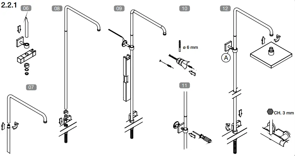 sapho MR67161 Thermostatic Exposed Mixer - SHOWE COLUMN