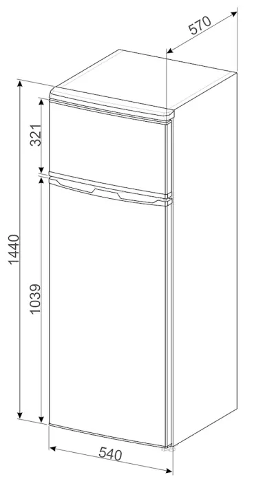 FD14FS Metal Gray Refrigerators Dimensions