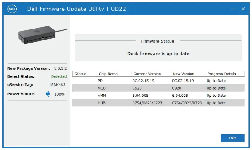 DELL UD22 Docking Station - can click Exit Button