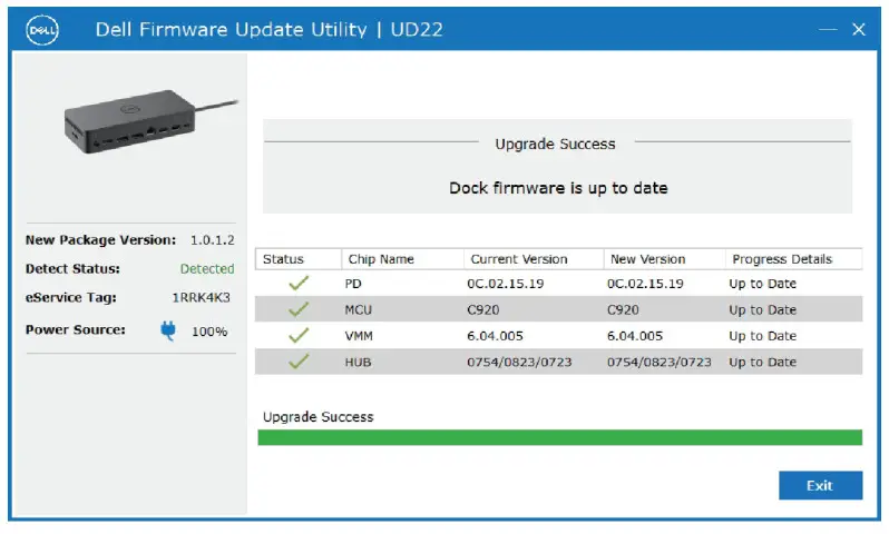 DELL UD22 Docking Station -firmware upgrade is successful