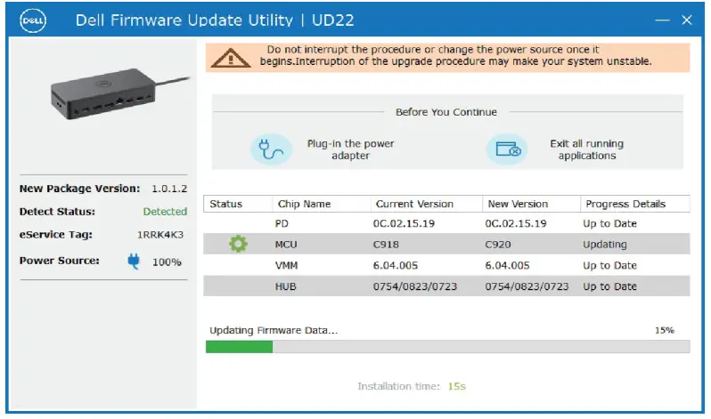 DELL UD22 Docking Station - update to complete